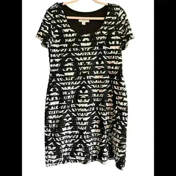 RONNI NICOLE Women's Black Tiered Ruffle Ruched Dress 12 black and white - Picture 1 of 3